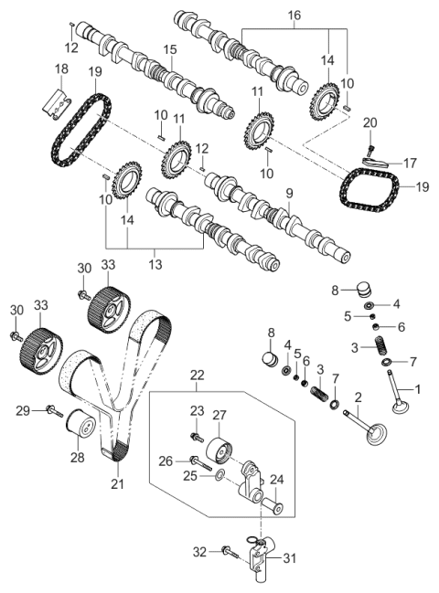 2005 Kia Sportage Camshaft & Valve Diagram 2