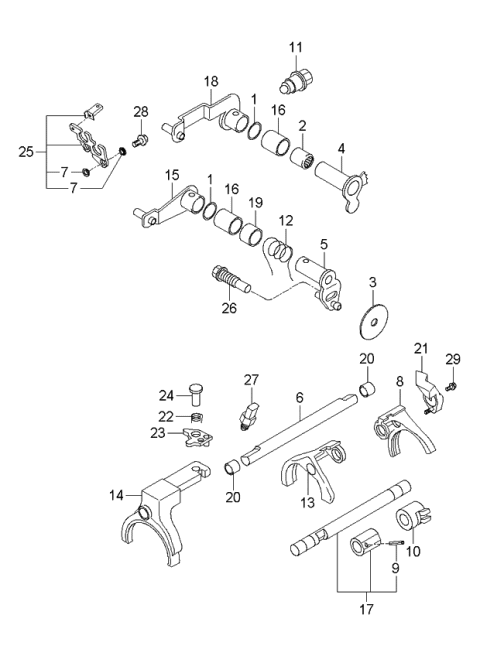 2006 Kia Sportage Gear Shift Control-Manual Diagram