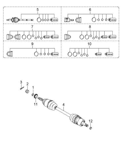 2005 Kia Sportage Boot Set-In Joint Diagram for 496951F000