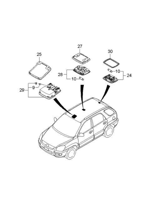 2006 Kia Sportage Produced Before SEP.2006 Sunvisor & Head Lining Diagram 3