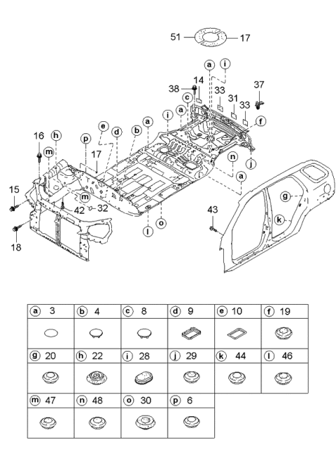 2005 Kia Sportage Isolation Pad & Floor Covering Diagram 2