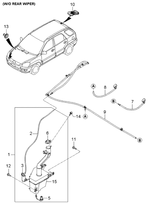 2006 Kia Sportage Windshield Washer Reservoir Assembly Diagram for 986201F000