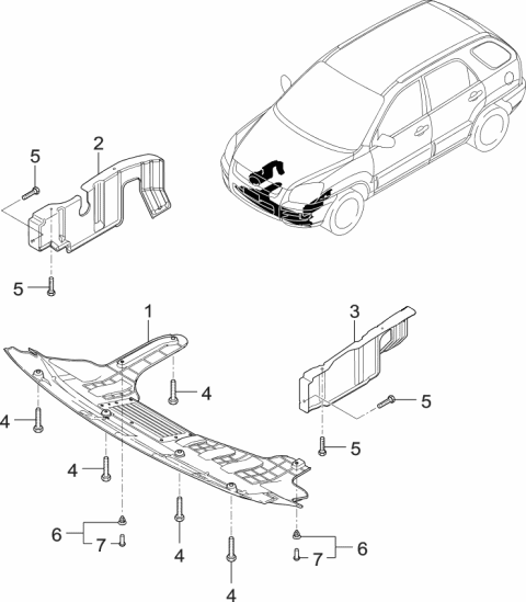 2005 Kia Sportage Under Body Skid Plate Diagram for 291101F000