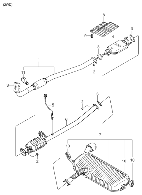 2005 Kia Sportage Muffler & Exhaust Pipe Diagram 1