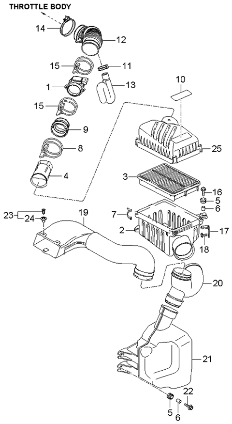 2006 Kia Sportage Air Cleaner Diagram 1