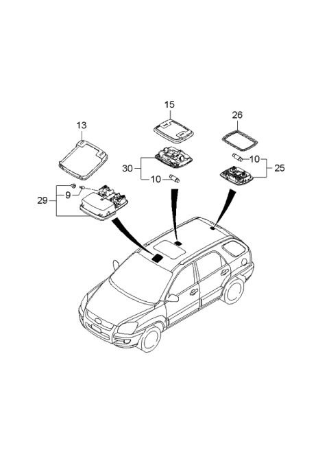 2006 Kia Sportage Produced Before SEP.2006 Sunvisor & Head Lining Diagram 4