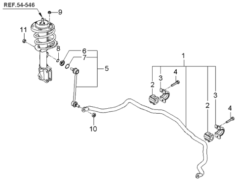 2006 Kia Sportage Link Assembly-Front Stabilizer Diagram for 548301F000