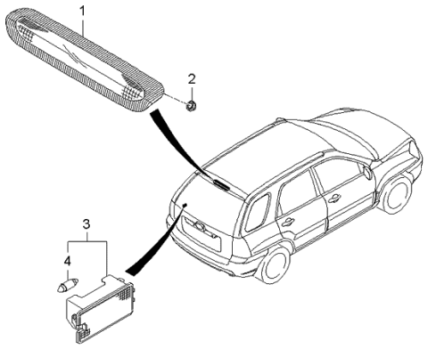 2005 Kia Sportage Lamp Assembly-High Mounted Stop Diagram for 927011F000