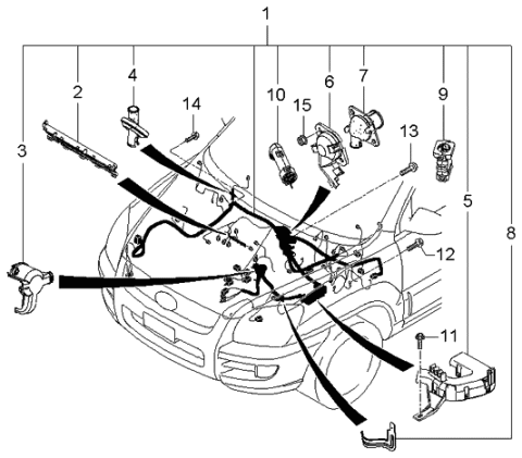 2005 Kia Sportage Grommet-Wiper Motor Diagram for 919143B000