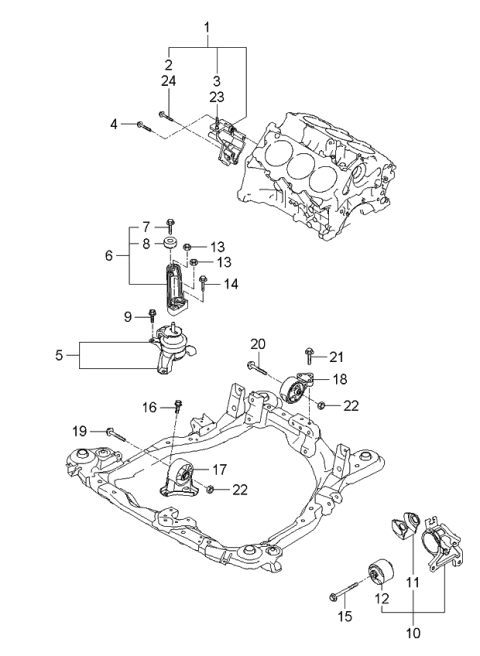 2006 Kia Sportage Front Roll Stopper Bracket Assembly Diagram for 219102E100