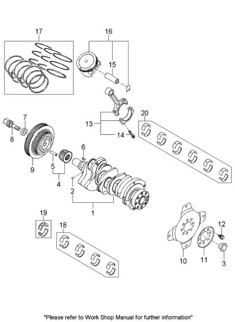 2006 Kia Sportage Bearing Set-Connection Rod Diagram for 2306037140