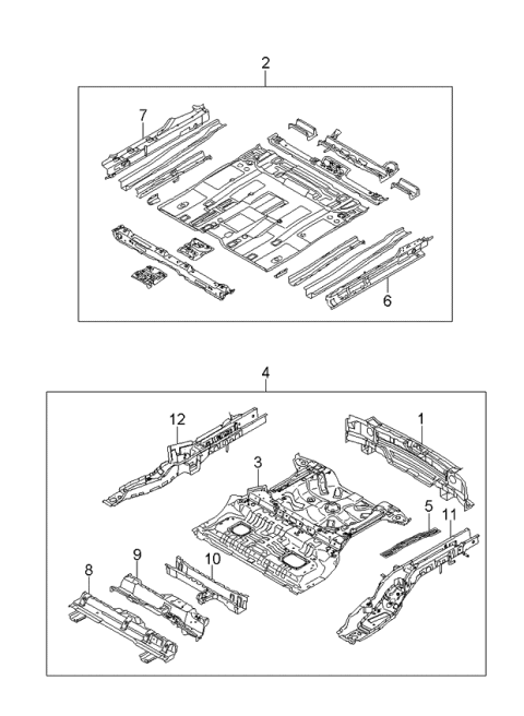 2005 Kia Sportage Panel Complete-Front Floor Diagram for 651001F010