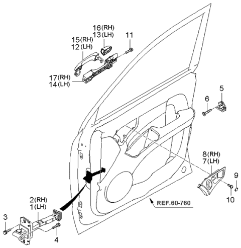 2006 Kia Sportage Front Door Outside Grip, Left Diagram for 826511F00000