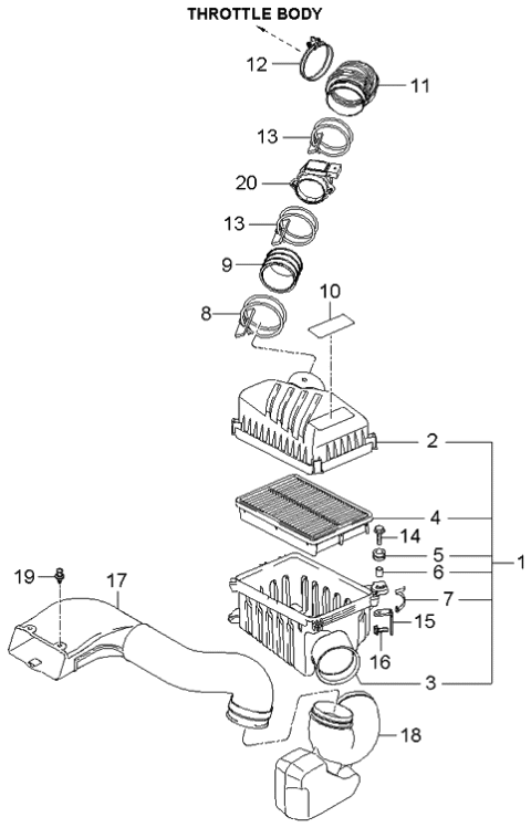 2006 Kia Sportage Air Cleaner Diagram 2