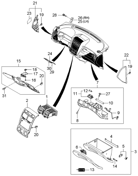 2005 Kia Sportage Glove Box Assembly Diagram for 845011F021WK