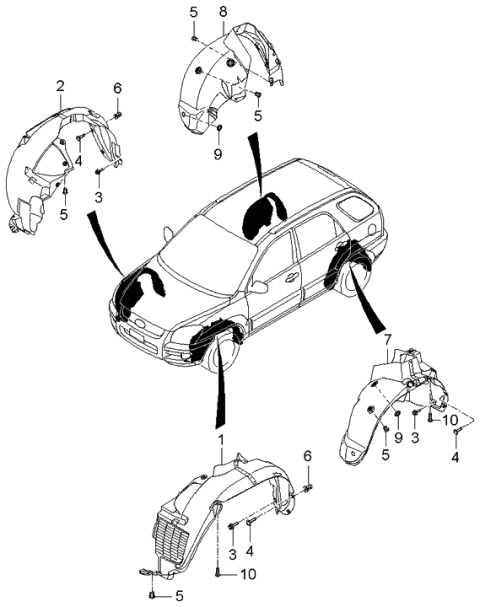 2006 Kia Sportage Wheel Guard Diagram