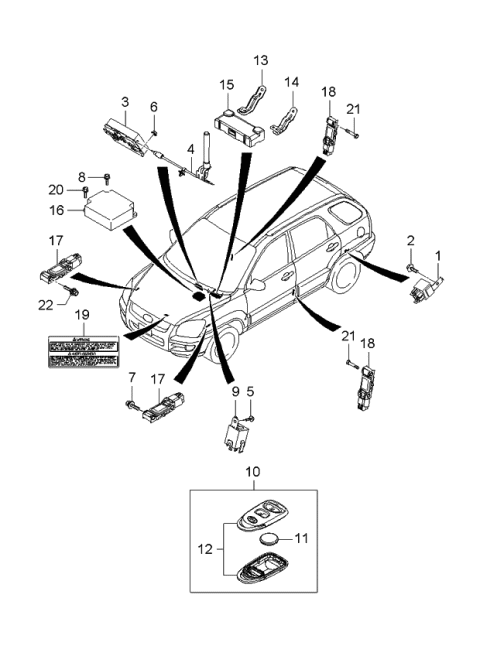 2006 Kia Sportage Transmitter Assembly Diagram for 954301F100