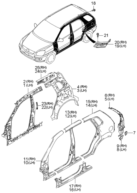 2005 Kia Sportage Panel-Side SILL Outer Diagram for 713121F1D0A