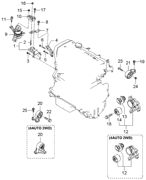 2006 Kia Sportage Engine Mounting Support Bracket Diagram for 218152E000