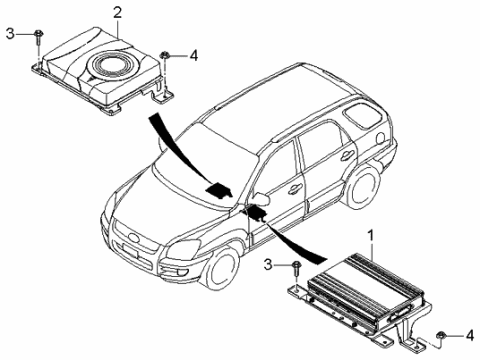 2006 Kia Sportage Sub Woofer Speaker Assembly Diagram for 963801F000