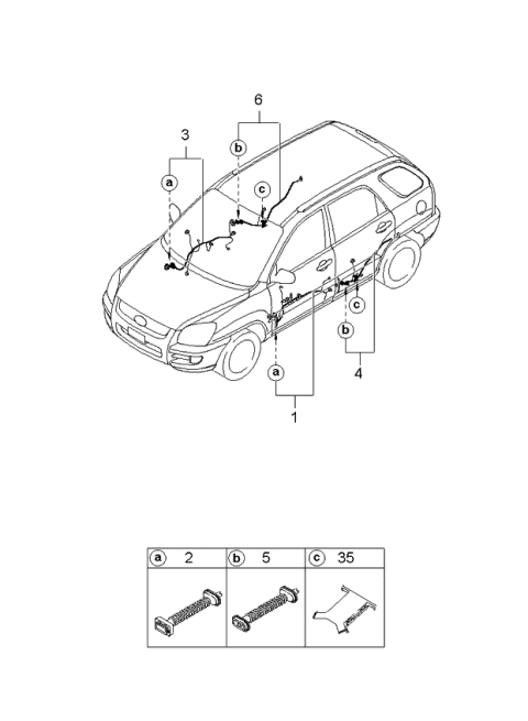 2005 Kia Sportage Wiring Assembly-Front Door,Door Diagram for 916001F170