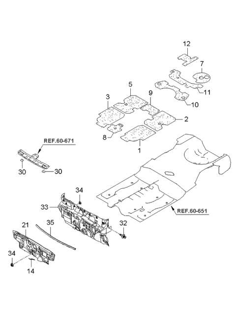 2004 Kia Spectra Isolation Pad & Floor Covering Diagram 1