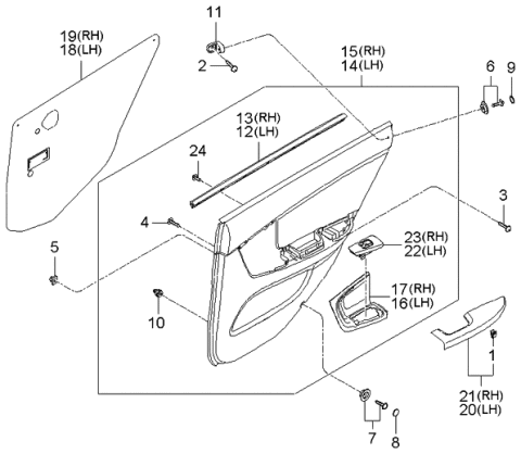 2004 Kia Spectra Rear Power Window Sub Left Switch Assembly Diagram for 935802F000GW