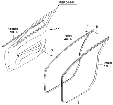 2005 Kia Spectra Moulding-Front Door Diagram