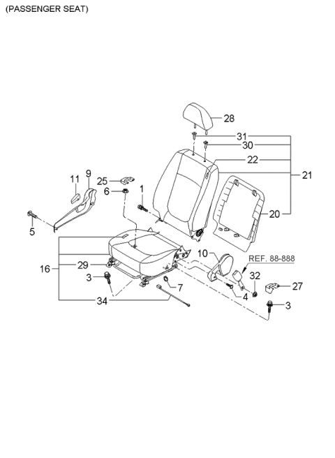 2006 Kia Spectra Back Assembly-Front Seat RH Diagram for 884062F101472