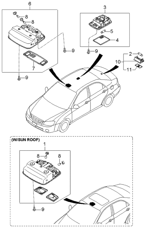 2006 Kia Spectra Sedan Room Lamp Diagram