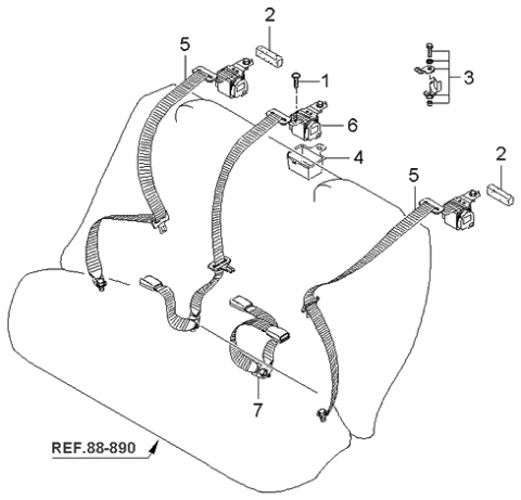 2004 Kia Spectra Rear Seat Belt Diagram