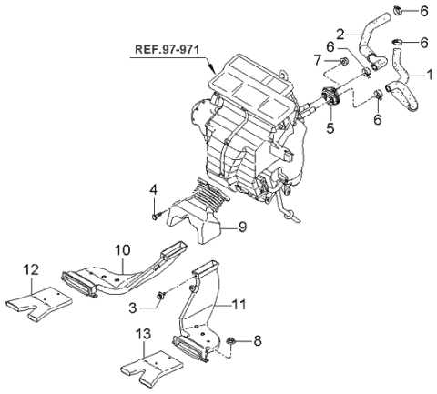 2006 Kia Spectra Heater System-Duct & Hose Diagram