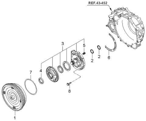2004 Kia Spectra Sedan (New Body Style) Oil Pump & Torque Converter-Auto Diagram 1