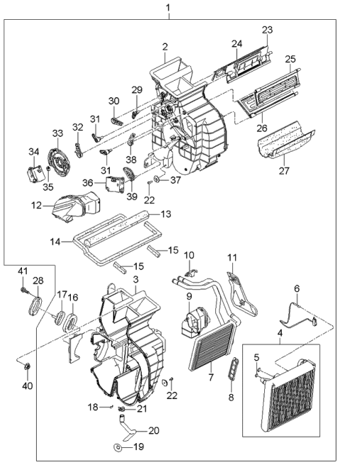 2006 Kia Spectra Heater System-Heater & Evaporator Diagram