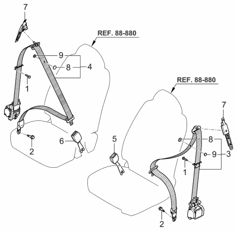 2003 Kia Spectra Belt-Front Seat Diagram