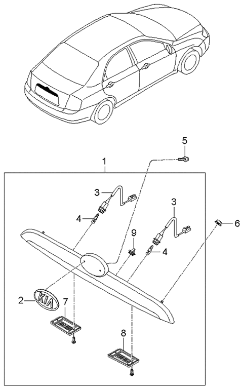 2006 Kia Spectra Lens-License Plate Lamp Diagram for 925212F000