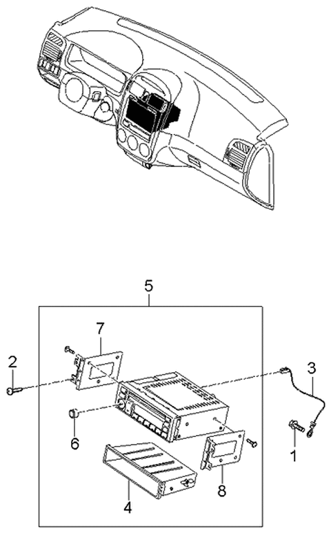 2003 Kia Spectra Bracket-Radio Mounting RH Diagram for 961122F700