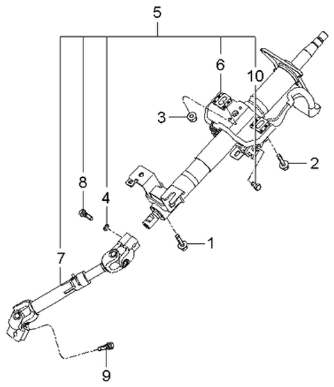 2005 Kia Spectra Steering Column & Shaft Diagram