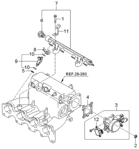 2004 Kia Spectra Injector Assembly-Fuel Diagram for 3531023700