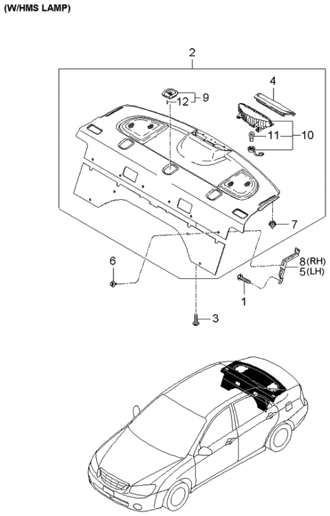 2004 Kia Spectra Trim Assembly-Package Tray Diagram for 856102F501NM