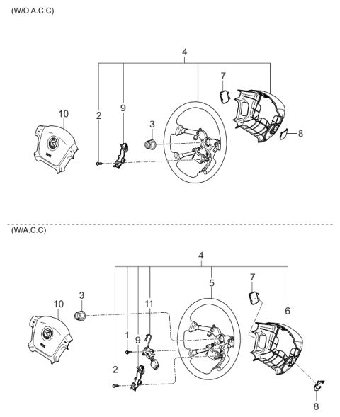 2004 Kia Spectra Steering Wheel Air Bag Module Assembly Diagram for 569002F500NZ