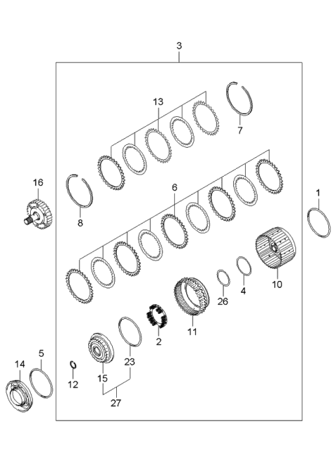 2005 Kia Spectra Transaxle Clutch-Auto Diagram 1