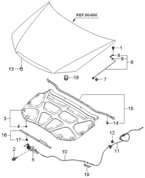 2003 Kia Spectra Hood Trim Diagram