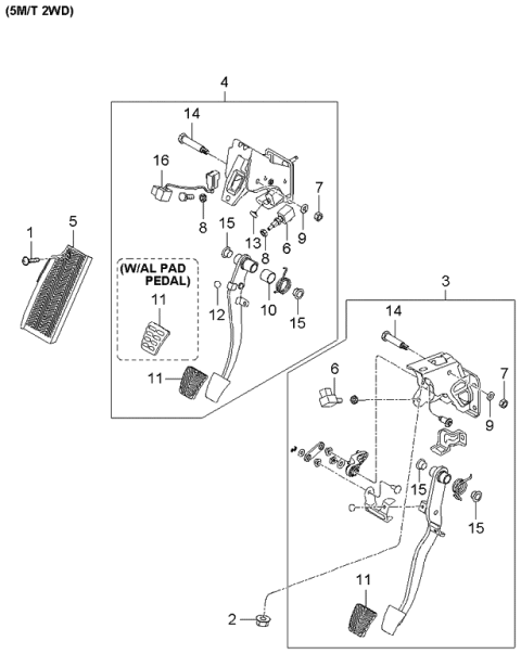 2003 Kia Spectra Pedal Assembly-Clutch Diagram for 328022F200