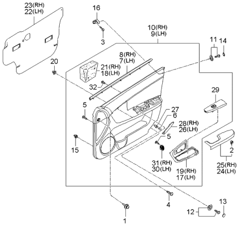 2005 Kia Spectra Cover Assembly-Front Door A/R Diagram for 827202F000NZ