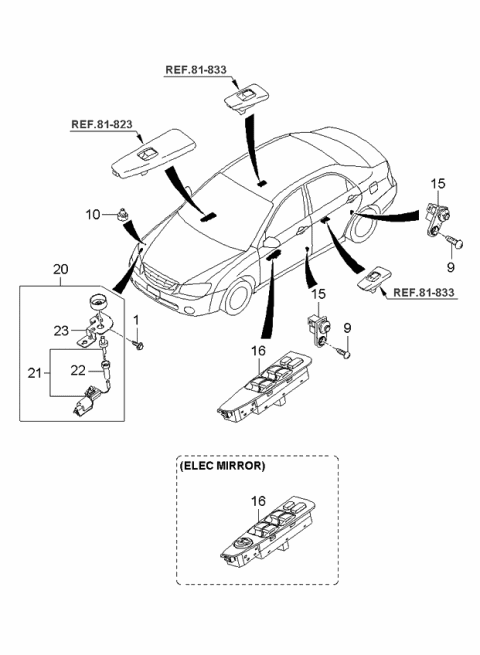 2003 Kia Spectra Switch Assembly-Hood Diagram for 938802F000