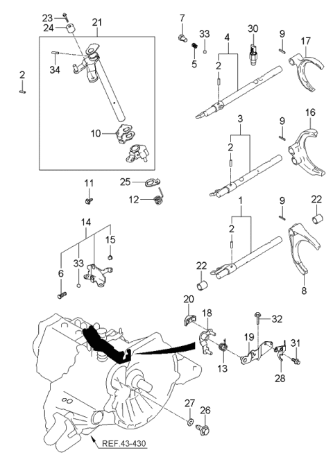 2004 Kia Spectra Gear Shift Control Diagram