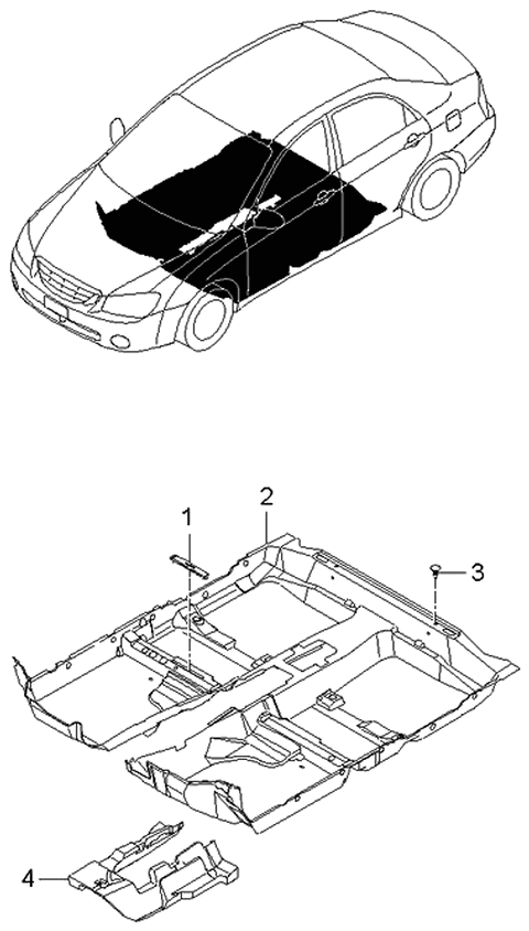 2006 Kia Spectra Floor & Carpet Diagram