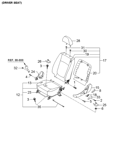 2004 Kia Spectra Headrest Assembly-Front Seat Diagram for 887002F730275