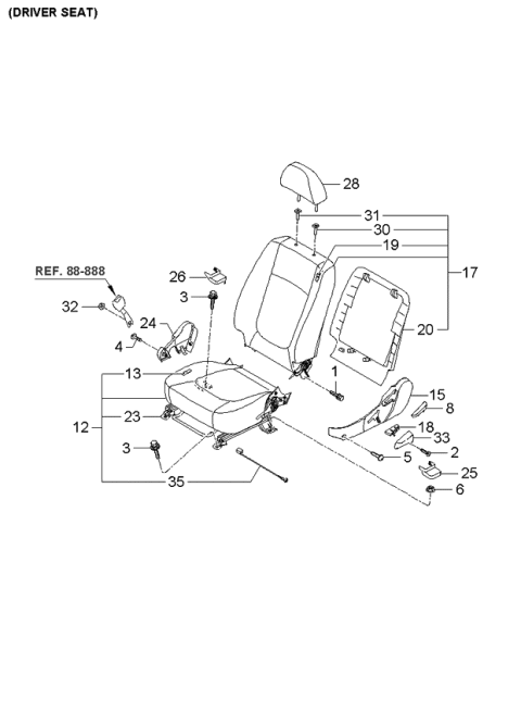 2004 Kia Spectra Front Cushion Covering, Left Diagram for 881602F001275